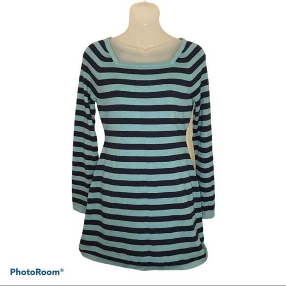 Merona Blue Striped Long Sleeve Tunic Top Size Medium - Picture 1 of 4